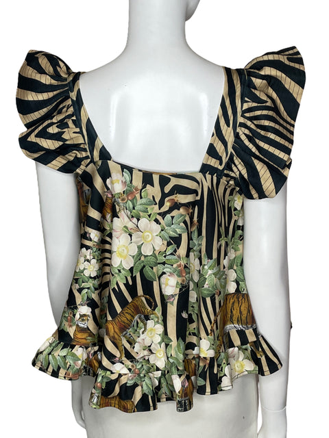 Blusa Eugenia Fernandez Tropical Negro-Talla U