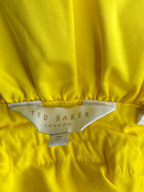 Blusa Ted Baker One Shoulder Vuelos Amarillo-Talla 2