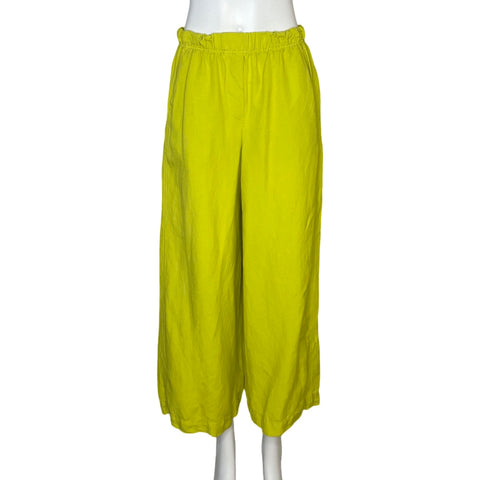 Pantalón Oysho Lino Flare Verde - Talla XS