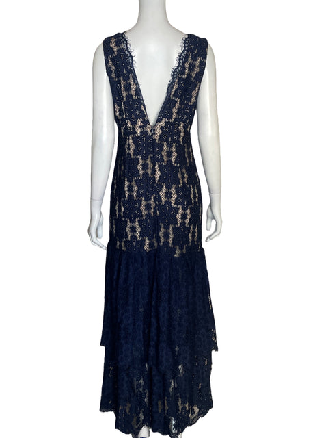 Vestido Via Vai Midi Encaje Azul - Talla L