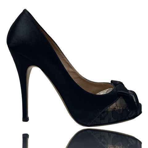 Calzado Valentino Garavani Saten Lazo Negro-Talla 38