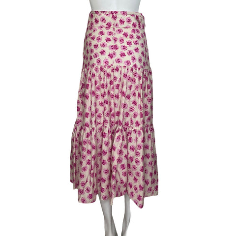Falda Zara Floral Correa Beige-Talla S