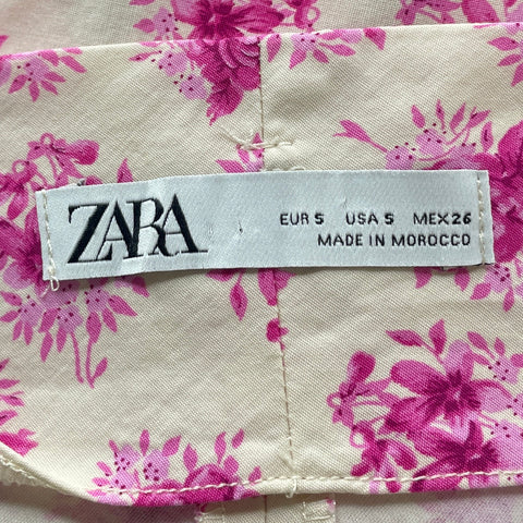 Falda Zara Floral Correa Beige-Talla S