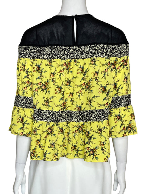 Blusa Sandro Encaje Floral Amarillo-Talla 1