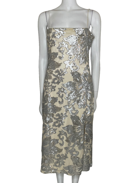 Vestido Sage The Label Lentejuelas Beige-Talla M