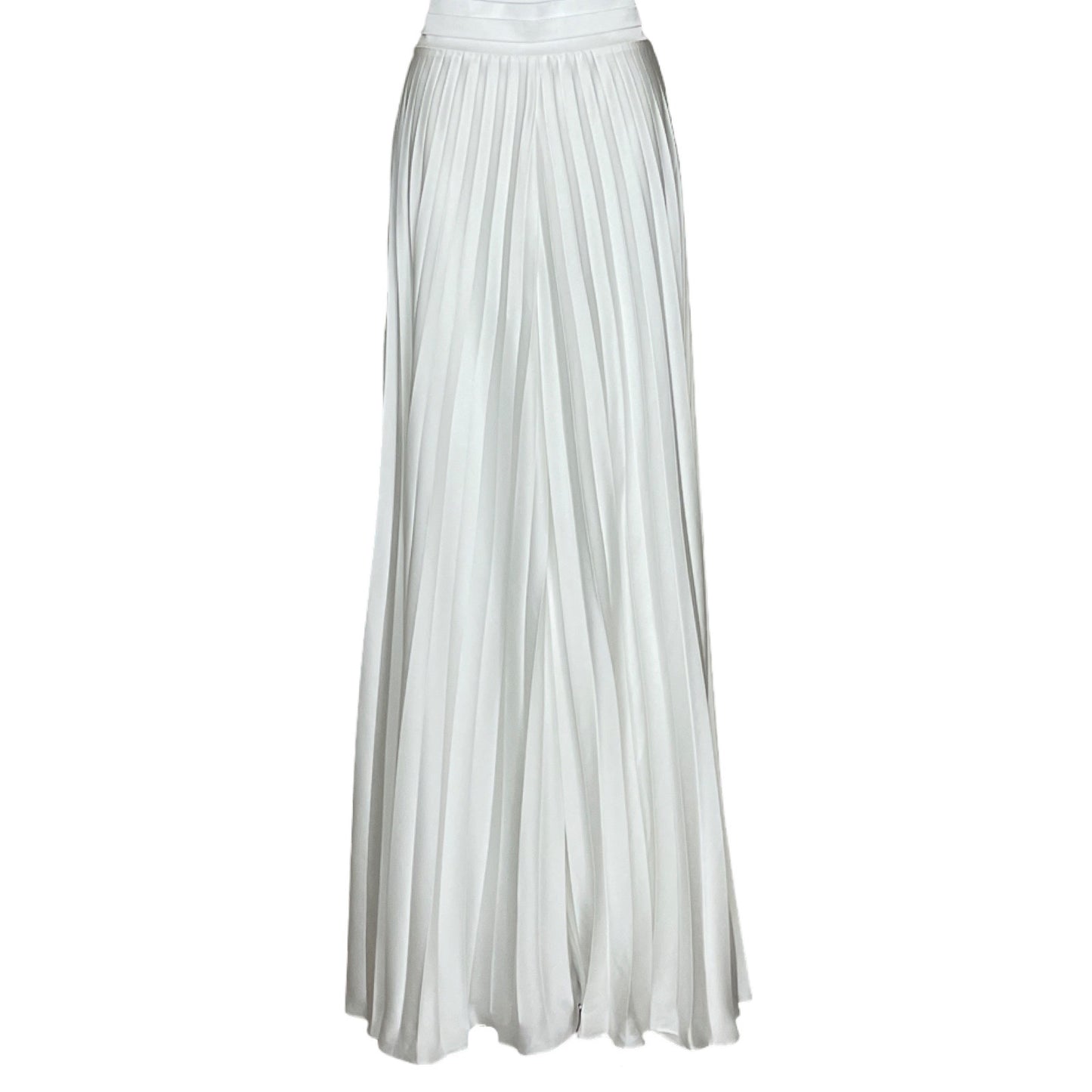 Pantalon Arial 12 Plisado Satinado Blanco-Talla 10