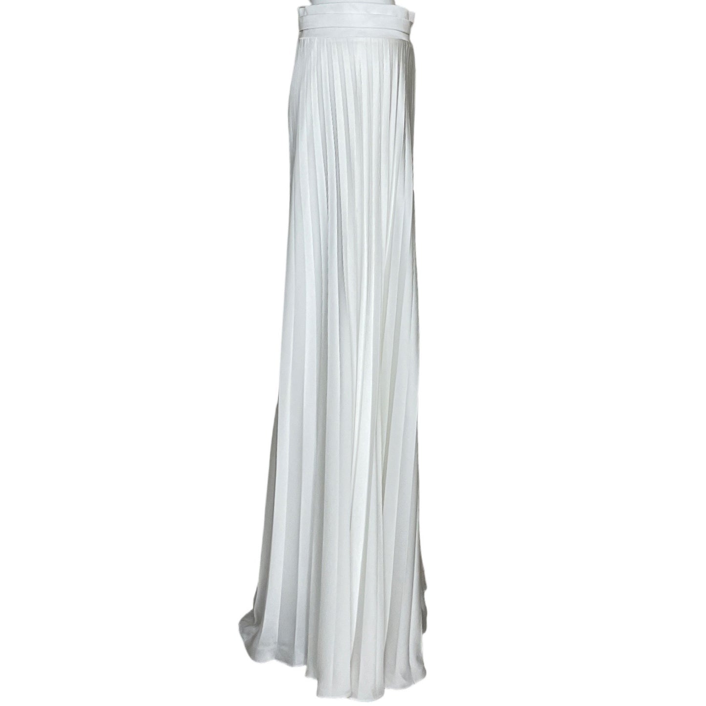 Pantalon Arial 12 Plisado Satinado Blanco-Talla 10