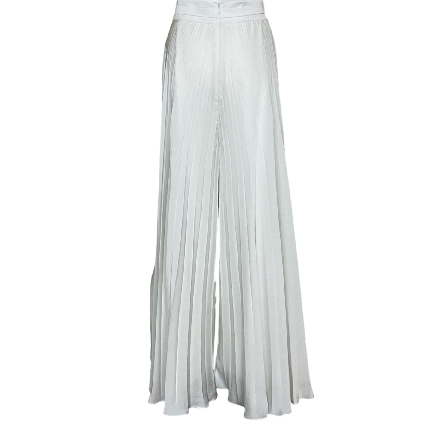 Pantalon Arial 12 Plisado Satinado Blanco-Talla 10