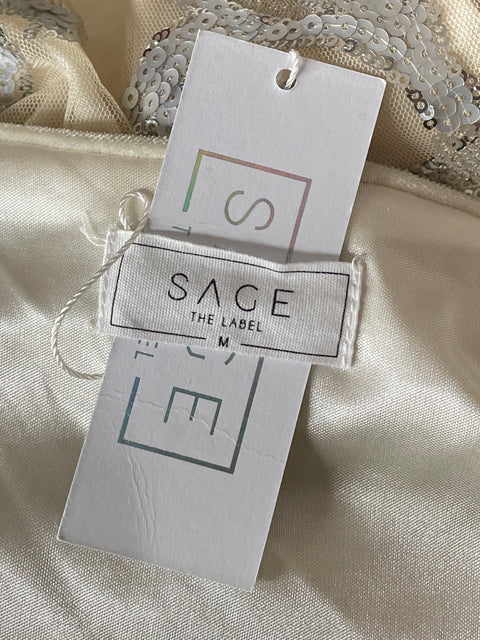 Vestido Sage The Label Lentejuelas Beige-Talla M