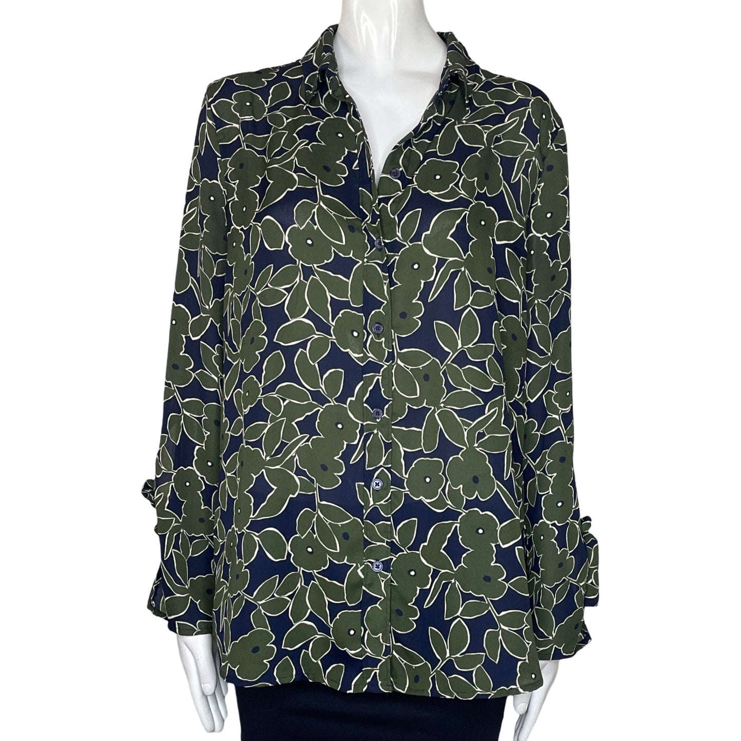 Blusa Banana Republic Flores Verde-Talla M