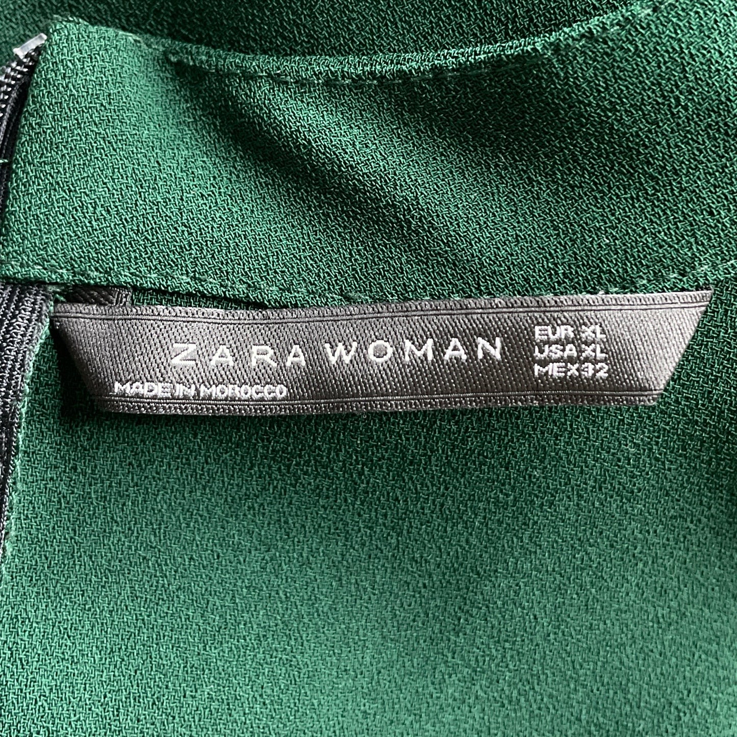 Vestido Zara Escote V Verde-Talla XL