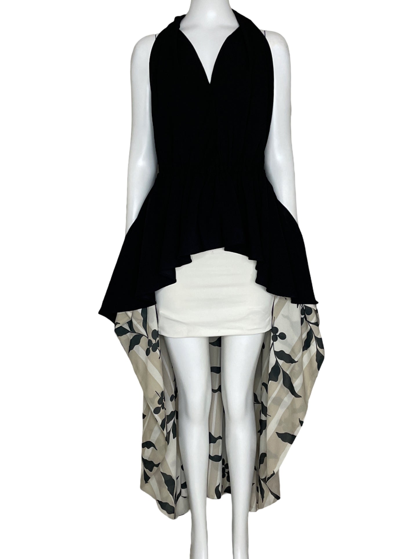 Blusa A/B Asimetrico Estampado Negro-Talla S