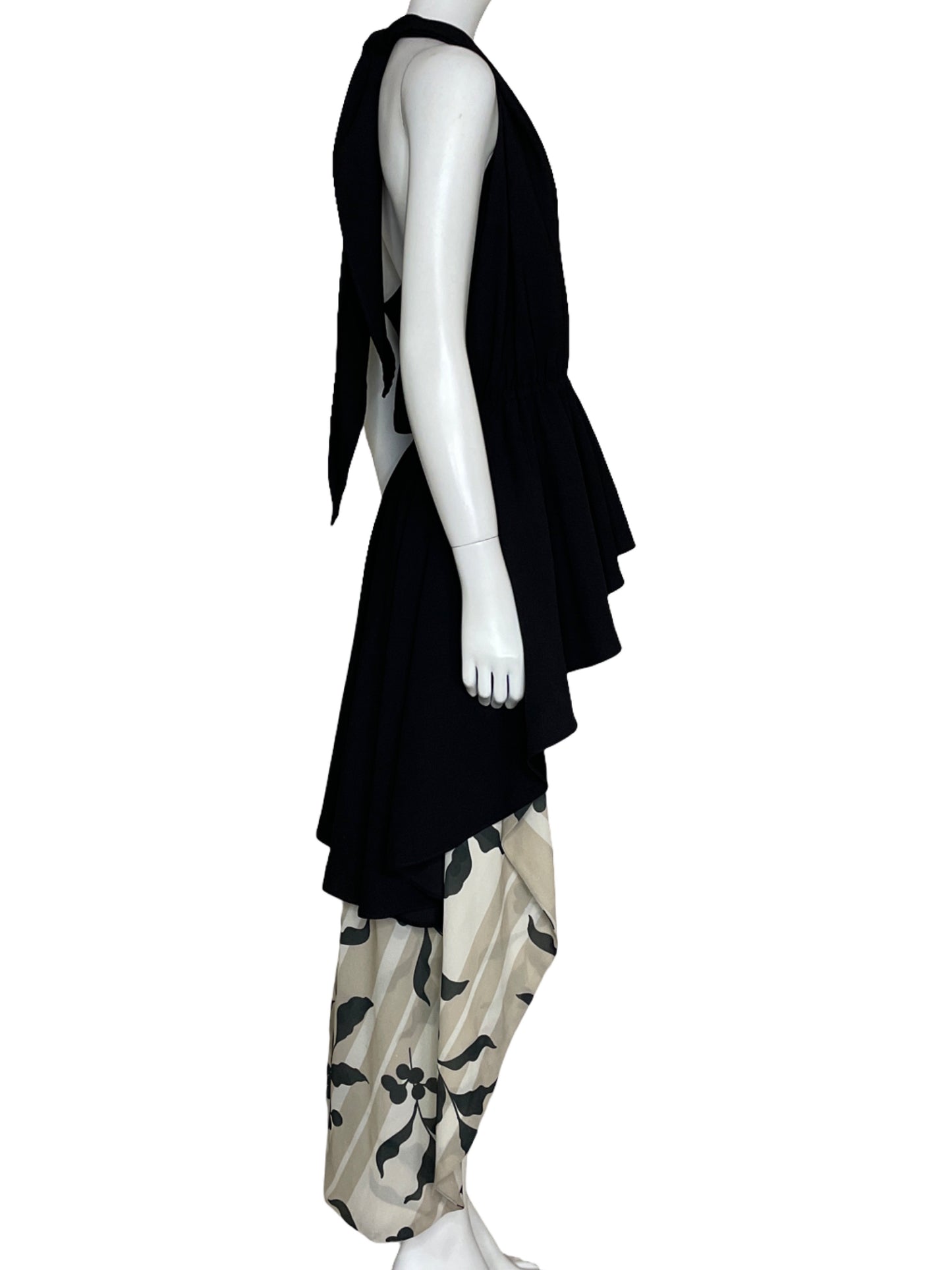 Blusa A/B Asimetrico Estampado Negro-Talla S
