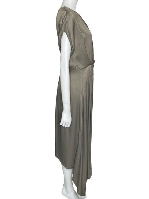 Vestido MNG Midi Drapeado Marrón-Talla 6