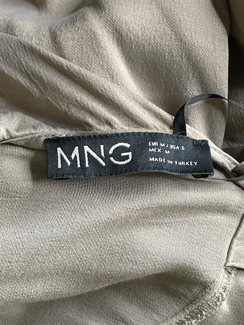 Vestido MNG Midi Drapeado Marrón-Talla 6