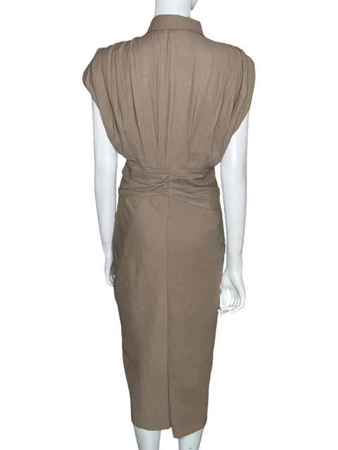 Vestido Do+Be Plisado Marrón-Talla L