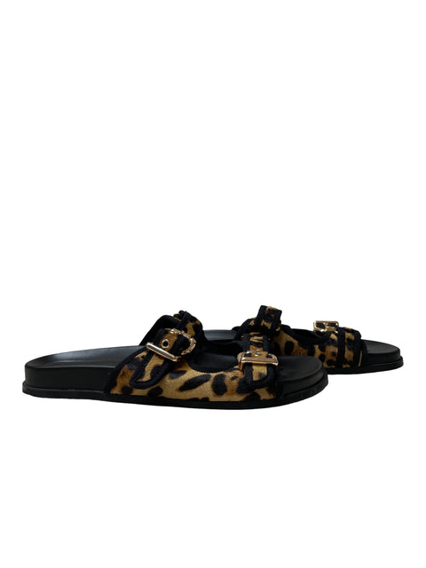 Calzado Zara Doble Hebilla AnimalPrint Marron - Talla 39