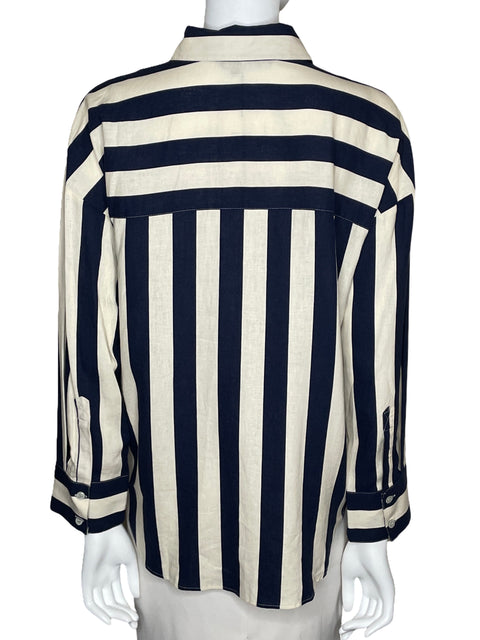 Camisa Zara Rayas Bicolor Beige-Talla XS