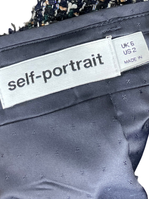Falda Self-Portrait Tweed Azul - Talla 2