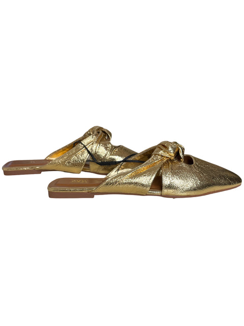 Calzado Zara Sepatu Flat Mules Dorado-Talla 36