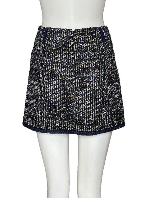 Falda Self-Portrait Tweed Azul - Talla 2