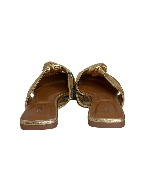 Calzado Zara Sepatu Flat Mules Dorado-Talla 36