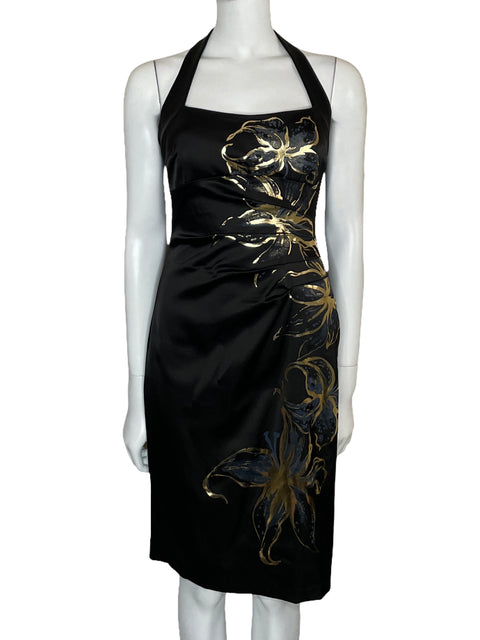 Vestido Caché Mini Plisado Negro-Talla 8