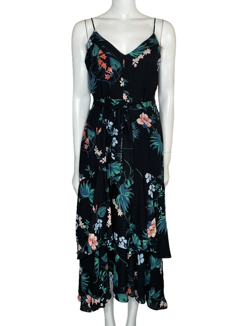 Vestido Banana Republic Tirantes Floral Negro-Talla 4