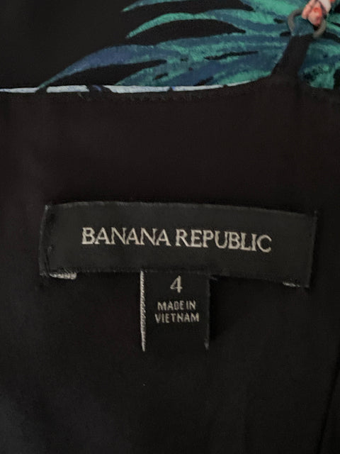 Vestido Banana Republic Tirantes Floral Negro-Talla 4
