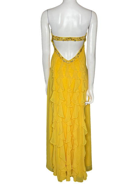 Vestido Faviana Maxi Strapless Amarillo-Talla 8