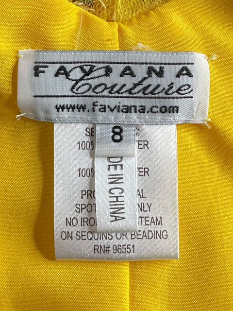 Vestido Faviana Maxi Strapless Amarillo-Talla 8