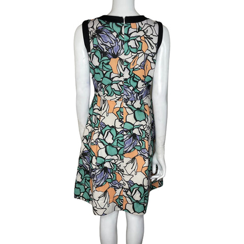 Vestido Tahari Floral Plisado Blanco-Talla 6