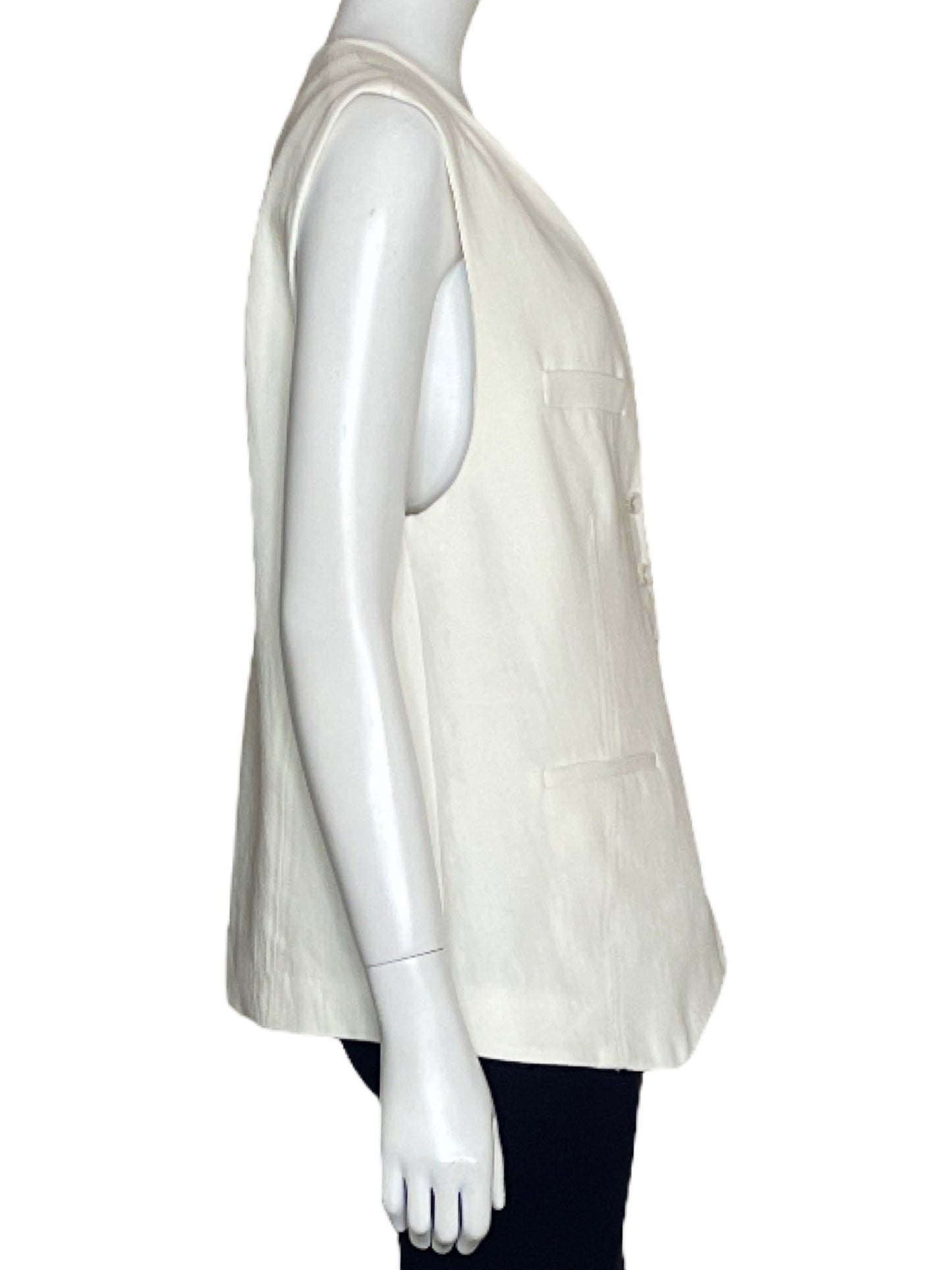 Chaleco Zara 6 Botones Oversized Blanco-Talla S