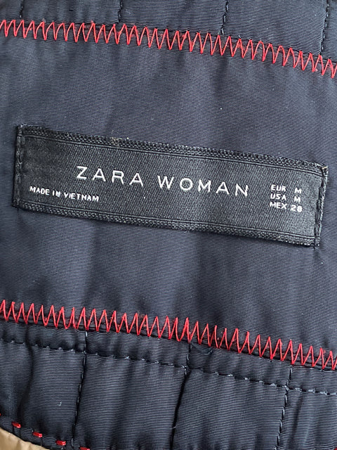 Chaqueta Zara Acolchada Bolsillos Azul-Talla M