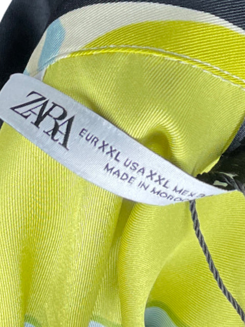 Camisa Zara Estampado Bolsillo Verde - Talla XXL