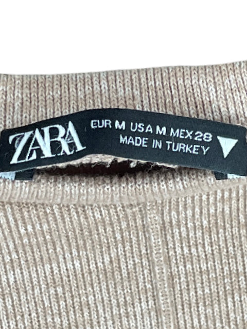 Vestido Zara Mini Recto Marron-Talla M