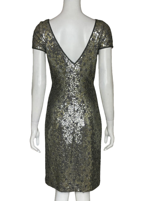 Vestido Carmen Marc Valvo Lentejuelas Gris - Talla M