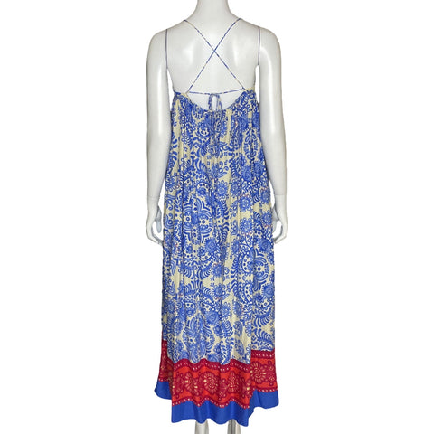 Vestido Zara Fluido Estampado Azul-Talla S