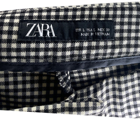 Pantalón Zara Cuadros Negro-Talla L