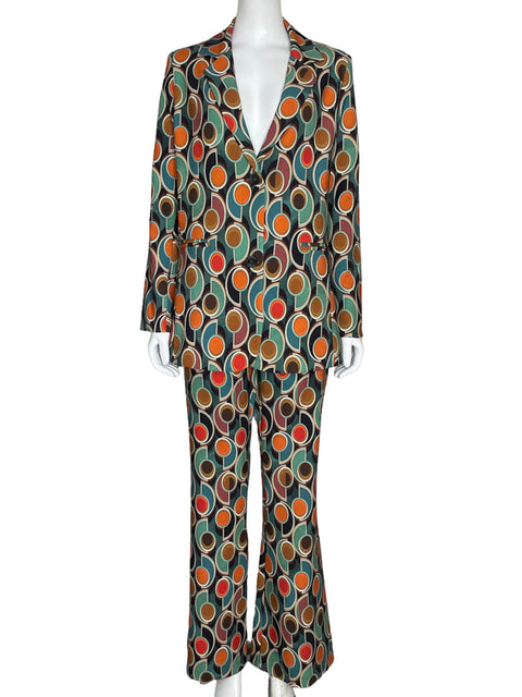 Set Martina Blazer + Pantalón Estampado Verde - Talla M