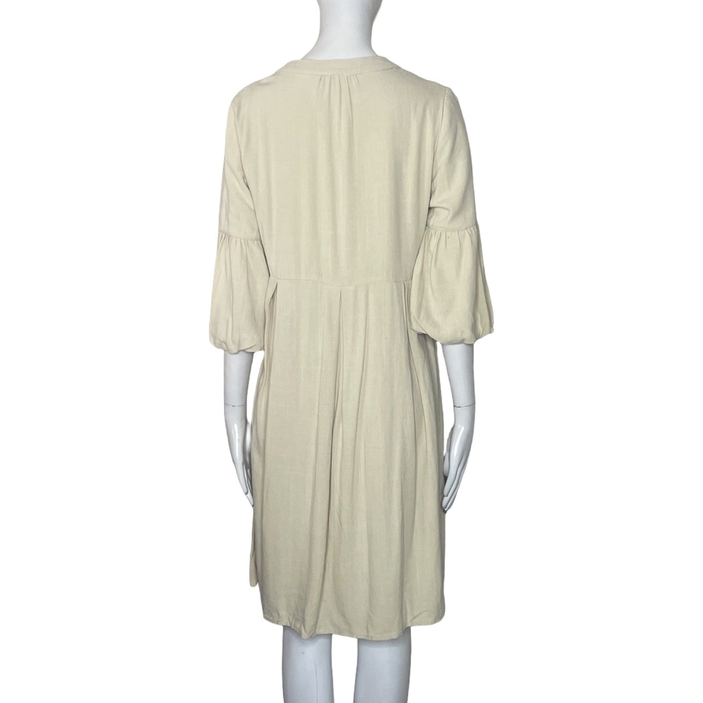 Vestido Hidden Alley Mangas Puff Beige-Talla S