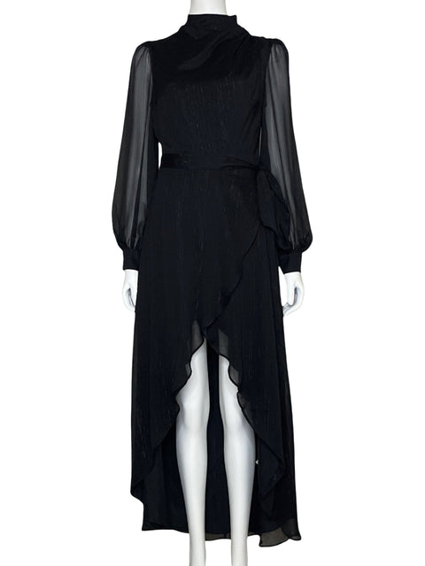 Vestido Express Asimetrico Metalizado Negro-Talla M
