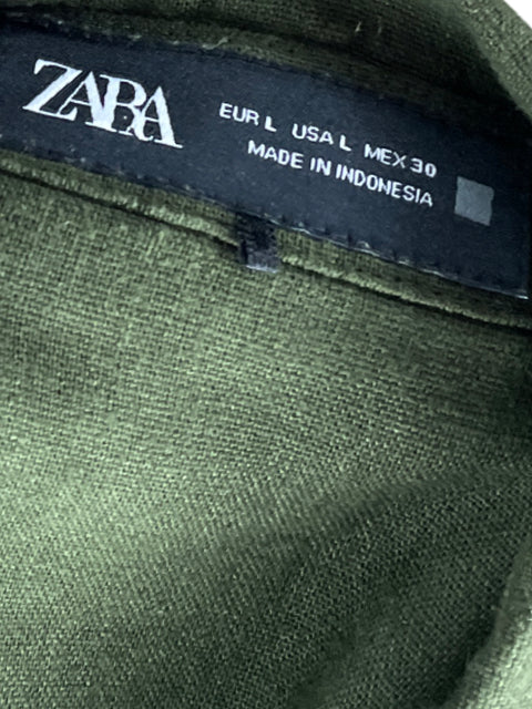 Mono Zara Lino Sin Mangas Verde - Talla L