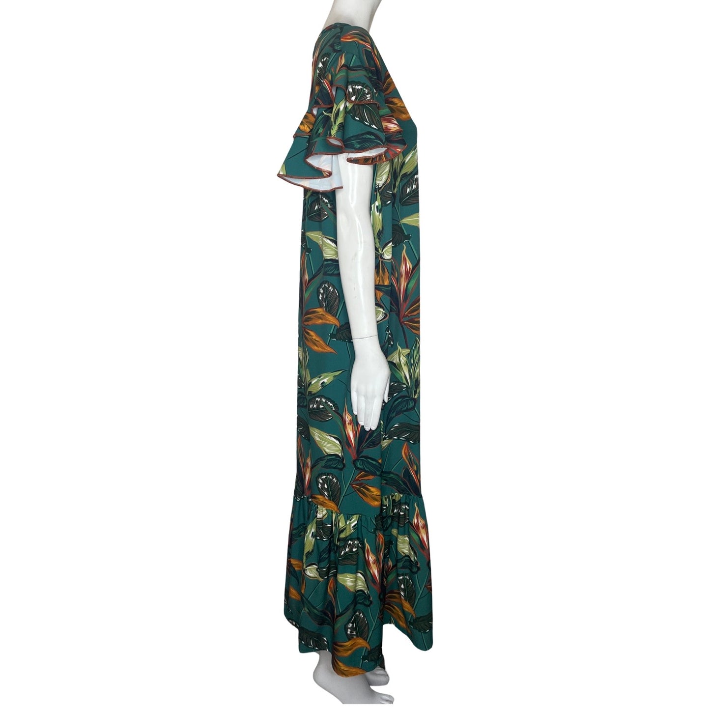 Vestido Pitahaya Mangas Vuelos Verde-Talla XXL