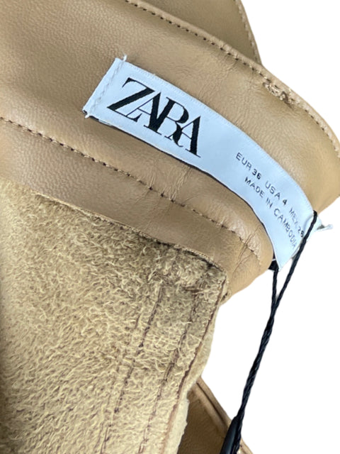 Pantalón Zara Efecto Piel Marrón - Talla 4
