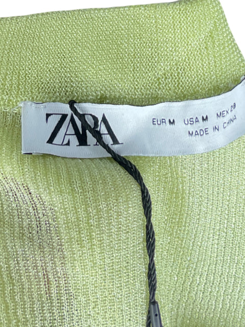 Cardigan Zara Mangas Largas Brillante Verde - Talla M