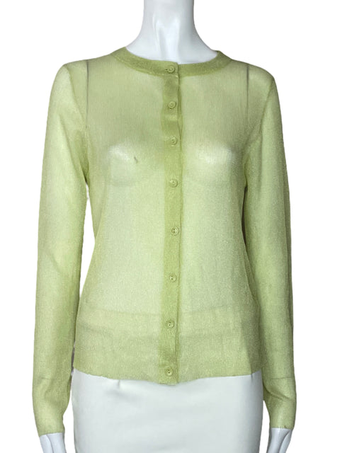 Cardigan Zara Mangas Largas Brillante Verde - Talla M