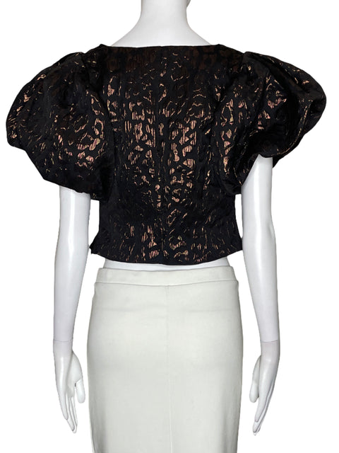 Blusa DO + BE Mangas Puff Brillante Negro - Talla M