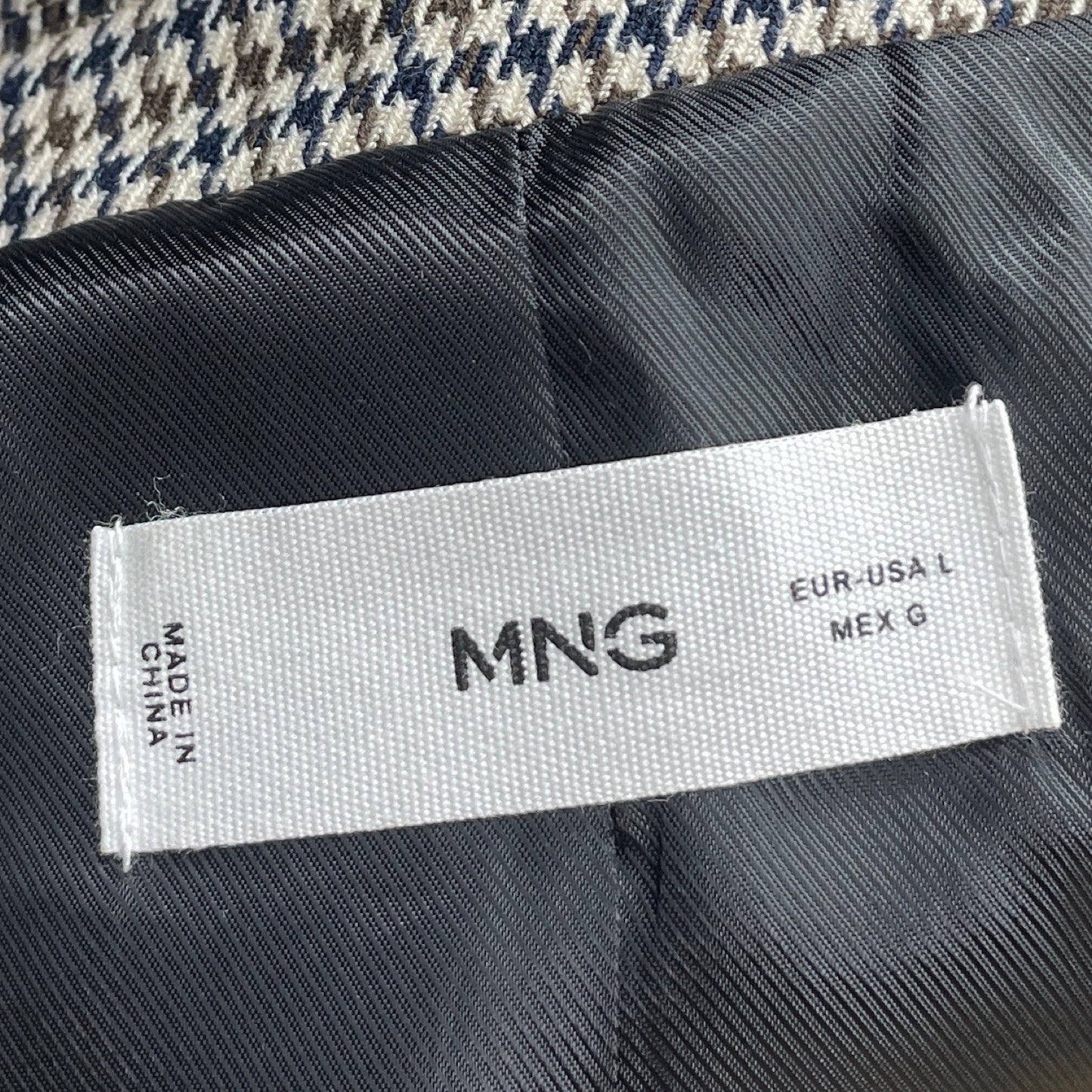 Blazer Mango Estampado Clásico Gris-Talla L