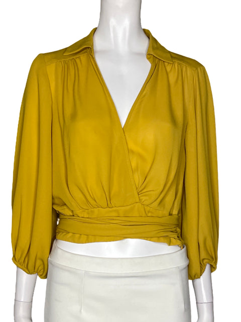 Blusa New York & Company Mangas Larga Amarillo - Talla XS